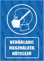  Védőálarc használata kötelező piktogram+felirat tábla matrica : Tábla-matrica mérete - A5 / 148 x 210 mm, Tábla-matrica típusa - 3mm pvc tábla