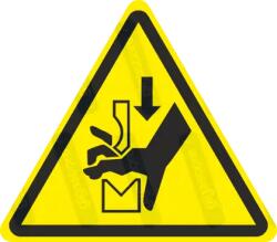  Kéz sérülés veszélye piktogram matrica ISO 7010 W030 : Tábla-matrica mérete - 200 x 175 mm, Tábla-matrica típusa - matrica