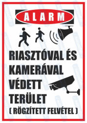  Riasztóval és kamerával védett terület tábla matrica : Tábla-matrica mérete - 160 x 250 mm, Tábla-matrica típusa - matrica
