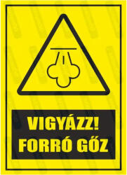  Vigyázz forró gőz piktogram+felirat tábla matrica : Tábla-matrica mérete - 160 x 250 mm, Tábla-matrica típusa - matrica