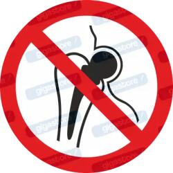  Fém implantátum használónak belépni tilos piktogram matrica ISO 7010 P014 : Tábla-matrica mérete - 150 x 150 mm, Tábla-matrica típusa - matrica