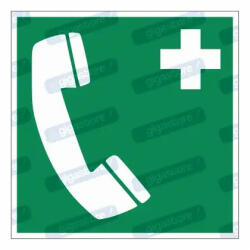  Vészhelyzeti telefon piktogram matrica E004 : Tábla-matrica mérete - 150 x 150 mm, Tábla-matrica típusa - matrica
