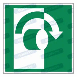  Nyitás jobbra fordítással piktogram matrica E019 : Tábla-matrica mérete - 50 x 50 mm (4db), Tábla-matrica típusa - matrica