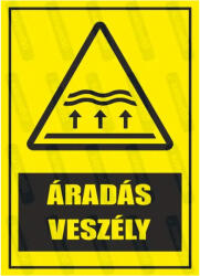  Áradás veszély piktogram+felirat tábla matrica : Tábla-matrica mérete - 160 x 250 mm, Tábla-matrica típusa - matrica