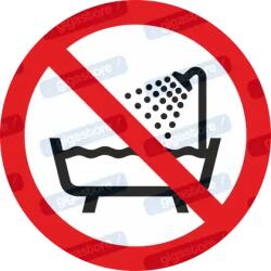  Fürdőkádban - zuhany alatt - víztartályban használni tilos piktogram matrica P026 : Tábla-matrica mérete - 50 x 50 mm (4db), Tábla-matrica típusa - matrica