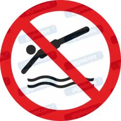 Vízbe ugrani - alámerülni tilos piktogram matrica ISO 7010 P052 : Tábla-matrica mérete - 100 x 100 mm, Tábla-matrica típusa - matrica