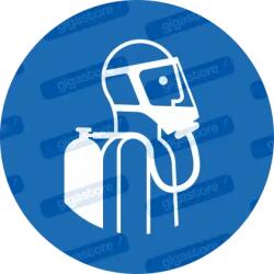  Használjon légzőkészüléket piktogram matrica M047 : Tábla-matrica mérete - 150 x 150 mm, Tábla-matrica típusa - matrica