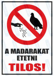  A madarakat etetni tilos piktogram+felirat tábla matrica : Tábla-matrica mérete - A3 / 297 x 420 mm, Tábla-matrica típusa - matrica