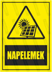  Napelemek piktogram+felirat tábla matrica : Tábla-matrica mérete - 350 x 500 mm, Tábla-matrica típusa - 3mm pvc tábla