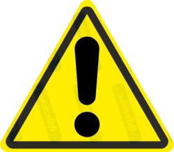  Általános veszély piktogram matrica ISO 7010 W001 : Tábla-matrica mérete - 50 x 44 mm (4db), Tábla-matrica típusa - matrica