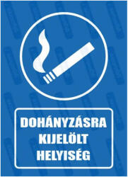 Dohányzásra kijelölt helyiség piktogram+felirat tábla matrica : Tábla-matrica mérete - 160 x 250 mm, Tábla-matrica típusa - matrica