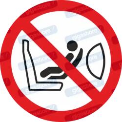  Gyerekülés beszerelése tilos piktogram matrica ISO 7010 P074 : Tábla-matrica mérete - 50 x 50 mm (4db), Tábla-matrica típusa - matrica