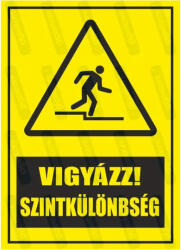  Vigyázz szintkülönbség piktogram+felirat tábla matrica : Tábla-matrica mérete - 160 x 250 mm, Tábla-matrica típusa - matrica