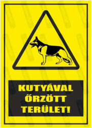 Kutyával őrzött terület piktogram+felirat tábla matrica : Tábla-matrica mérete - A5 / 148 x 210 mm, Tábla-matrica típusa - 3mm pvc tábla