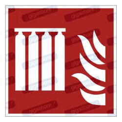  Rögzített tűzoltókészülék telep piktogram matrica F008 : Tábla-matrica mérete - 200 x 200 mm, Tábla-matrica típusa - matrica