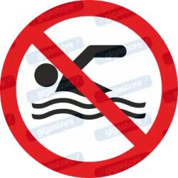  Úszni - fürödni tilos piktogram matrica ISO 7010 P049 : Tábla-matrica mérete - 50 x 50 mm (4db), Tábla-matrica típusa - matrica