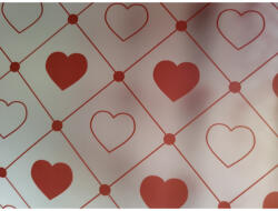  Díszcsomagoló Fólia piros szív négyzetben