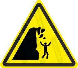  Instabil szikla - omlás veszélye piktogram matrica ISO 7010 W053 : Tábla-matrica mérete - 100 x 87 mm, Tábla-matrica típusa - matrica