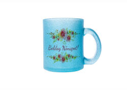 Nőnapi akvarell virágos bögre : Bögre szín - Türkiz