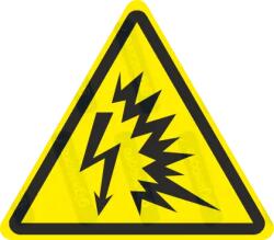  Elektromos villanás veszélye piktogram matrica W042 : Tábla-matrica mérete - 100 x 87 mm, Tábla-matrica típusa - matrica