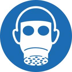 Viseljen gázálarcot piktogram matrica ISO 7010 M017 : Tábla-matrica mérete - 100 x 100 mm, Tábla-matrica típusa - matrica