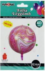  Fundrag fóliás lufi, kerek, márvány mintás rózsaszín