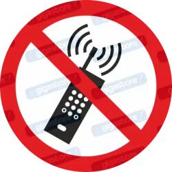  Bekapcsolt mobil telefon tilos piktogram matrica P013 : Tábla-matrica mérete - 100 x 100 mm, Tábla-matrica típusa - matrica