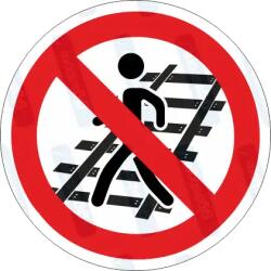  Vágányon - síneken átjárni tilos piktogram matrica : Tábla-matrica mérete - 100 x 100 mm, Tábla-matrica típusa - matrica