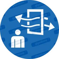 Szellőztetés kötelező piktogram matrica ISO 7010 M056 : Tábla-matrica mérete - 150 x 150 mm, Tábla-matrica típusa - matrica