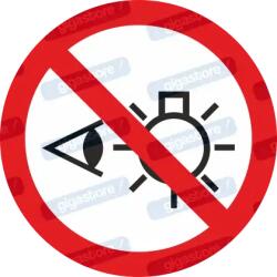 Fényforrásba nézni tilos piktogram matrica ISO 7010 P075 : Tábla-matrica mérete - 100 x 100 mm, Tábla-matrica típusa - matrica