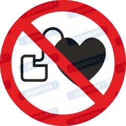 Szívritmusszabályzóval belépni tilos piktogram matrica ISO 7010 P007 : Tábla-matrica mérete - 100 x 100 mm, Tábla-matrica típusa - matrica