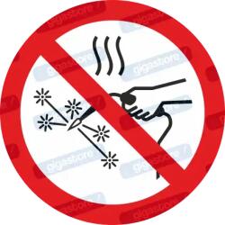  Hőképződéssel járó munka tilos piktogram matrica ISO 7010 P039 : Tábla-matrica mérete - 50 x 50 mm (4db), Tábla-matrica típusa - matrica