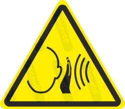  Váratlan nagy hanghatás veszélye piktogram matrica ISO 7010 W038 : Tábla-matrica mérete - 150 x 131 mm, Tábla-matrica típusa - matrica