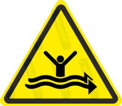  Erős áramlat veszélye piktogram matrica W057 : Tábla-matrica mérete - 200 x 175 mm, Tábla-matrica típusa - matrica