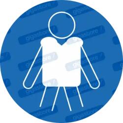  Mentőmellény viselése kötelező piktogram matrica ISO 7010 M053 : Tábla-matrica mérete - 200 x 200 mm, Tábla-matrica típusa - matrica