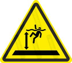 Mély víz veszélye piktogram matrica ISO 7010 W047 : Tábla-matrica mérete - 100 x 87 mm, Tábla-matrica típusa - matrica