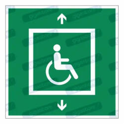  Mozgássérült evakuációs felvonó piktogram matrica E070 : Tábla-matrica mérete - 200 x 200 mm, Tábla-matrica típusa - matrica