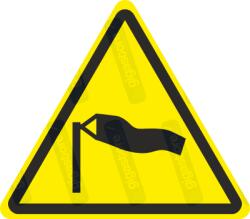  Erős szél veszélye piktogram matrica ISO 7010 W064 : Tábla-matrica mérete - 50 x 44 mm (4db), Tábla-matrica típusa - matrica