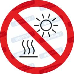  Közvetlen napfénynek vagy forró felületnek kitenni tilos piktogram matrica ISO 7010 P068 : Tábla-matrica mérete - 150 x 150 mm, Tábla-matrica típusa - matrica