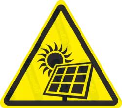  Napelem figyelmeztető piktogram matrica : Tábla-matrica mérete - 200 x 175 mm, Tábla-matrica típusa - matrica