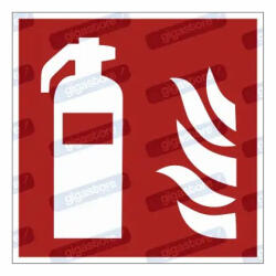  Tűzoltókészülék piktogram matrica F001 : Tábla-matrica mérete - 50 x 50 mm (4db), Tábla-matrica típusa - matrica