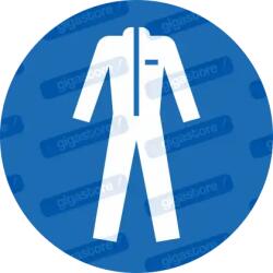  Viseljen védőöltözetet piktogram matrica ISO 7010 M010 : Tábla-matrica mérete - 150 x 150 mm, Tábla-matrica típusa - matrica