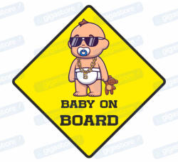  Baby on board menő matrica : Tábla-matrica mérete - 100 x 100 mm, Tábla-matrica típusa - matrica
