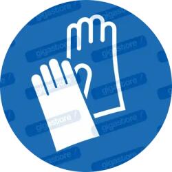  Viseljen védőkesztyűt piktogram matrica ISO 7010 M009 : Tábla-matrica mérete - 150 x 150 mm, Tábla-matrica típusa - matrica