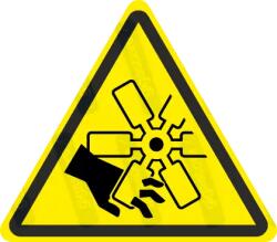 gigastore Mozgó pengék veszélye piktogram matrica ISO 7010 W088 : Tábla-matrica mérete - 150 x 131 mm, Tábla-matrica típusa - matrica