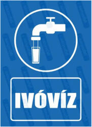 Ivóvíz piktogram+felirat tábla matrica : Tábla-matrica mérete - A4 / 210 x 297 mm, Tábla-matrica típusa - matrica
