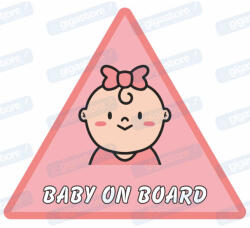  Baby on board lányos matrica : Tábla-matrica mérete - 100 x 100 mm, Tábla-matrica típusa - matrica