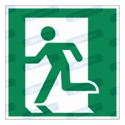  Vészkijárat piktogram matrica E001 : Tábla-matrica mérete - 200 x 200 mm, Tábla-matrica típusa - matrica