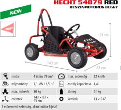 HECHT 54879 RED benzinmotoros kisautó, BUGGY gyerekeknek, 4 ütemű, 79cm3, 1.5Le, Max: 80 kg (HECHT54879RED)