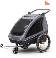 KLARFIT GoKiddo, kerékpár utánfutó, összecsukható, integrált fék, növekvő, 2 gyermek számára (CST1-KF-GKD-DG) (CST1-KF-GKD-DG)